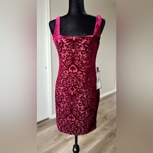 Jump Square Neck Burgundy Velvet Mini Dress